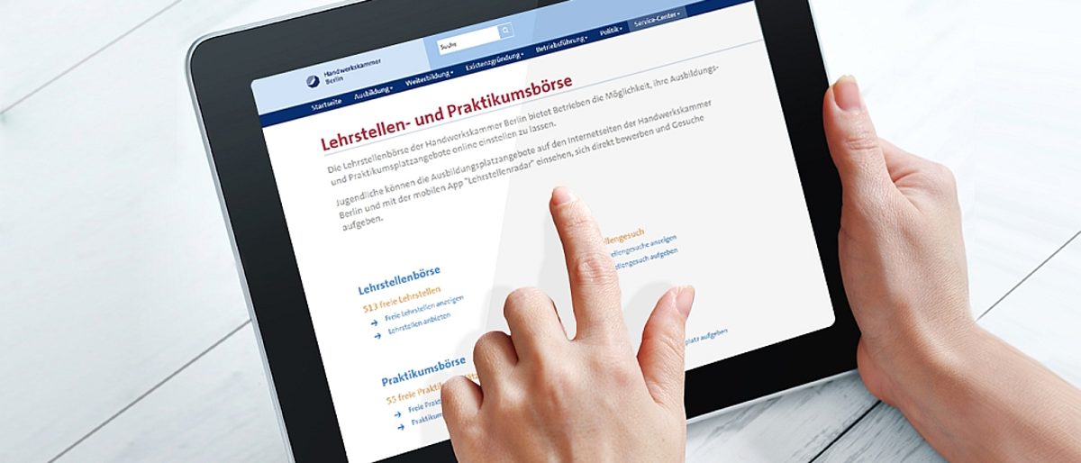 Tablet, Lehrstellenbörse, bearbeitet